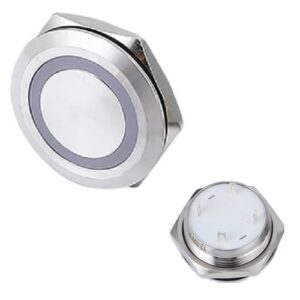 Pulsante Metallico Testa Piatta Illuminabile NA 22mm 12-24v